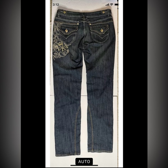 Goodtime Premium Jeans Juniors Straight Cut Iron Cross Bling Embroidered Size 15 - Picture 9 of 9